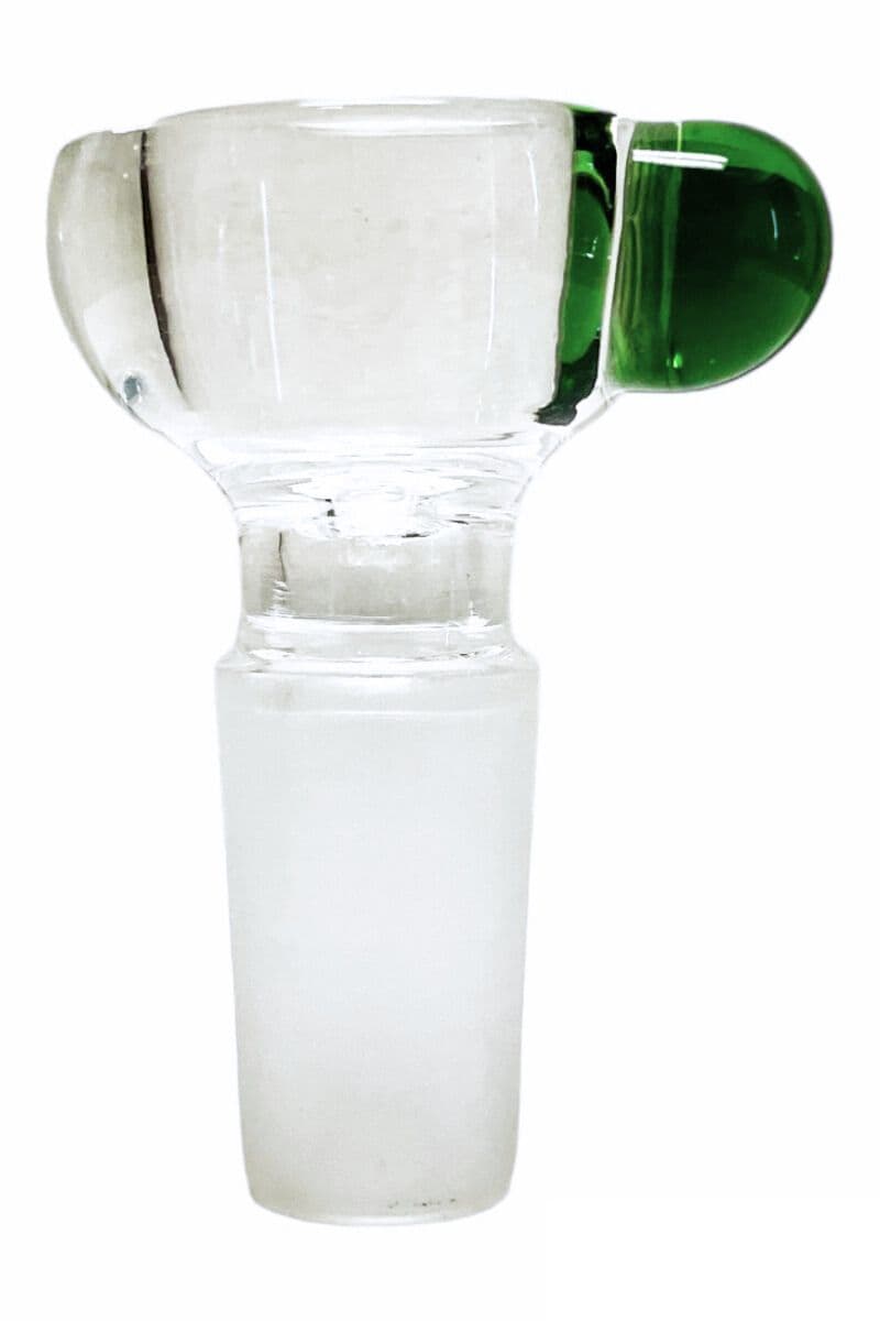 14mm Male Glass Bong Bowl Piece Round Bowl w/ Green Marble