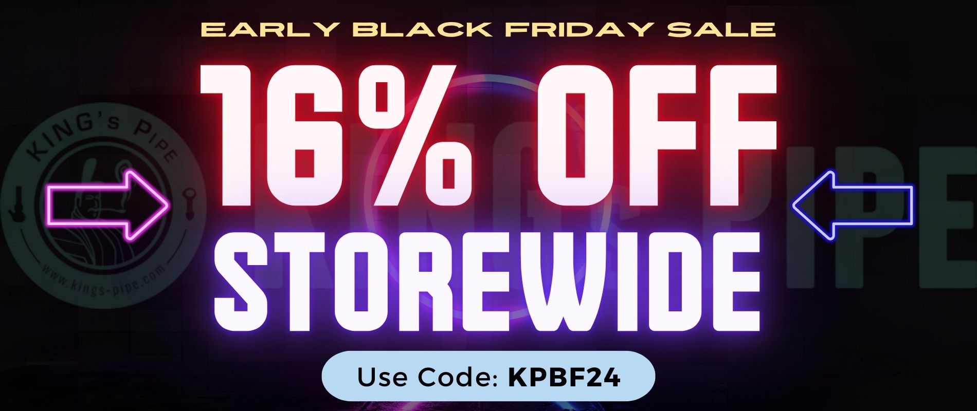 black Friday sale 2024 on KING's Pipe online smoke shop for bongs and vape pen deals