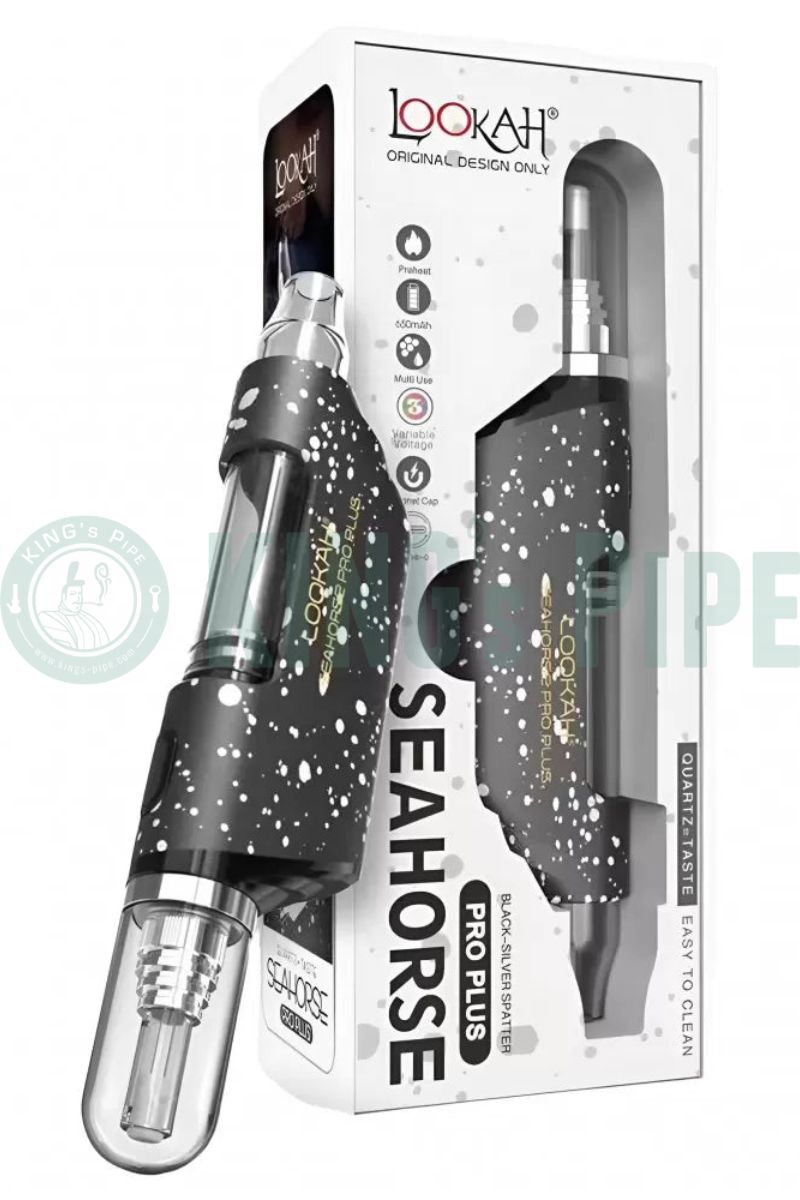 Lookah Seahorse Pro PLUS Electric Nectar Collector Vape Pen Black-White Spatter