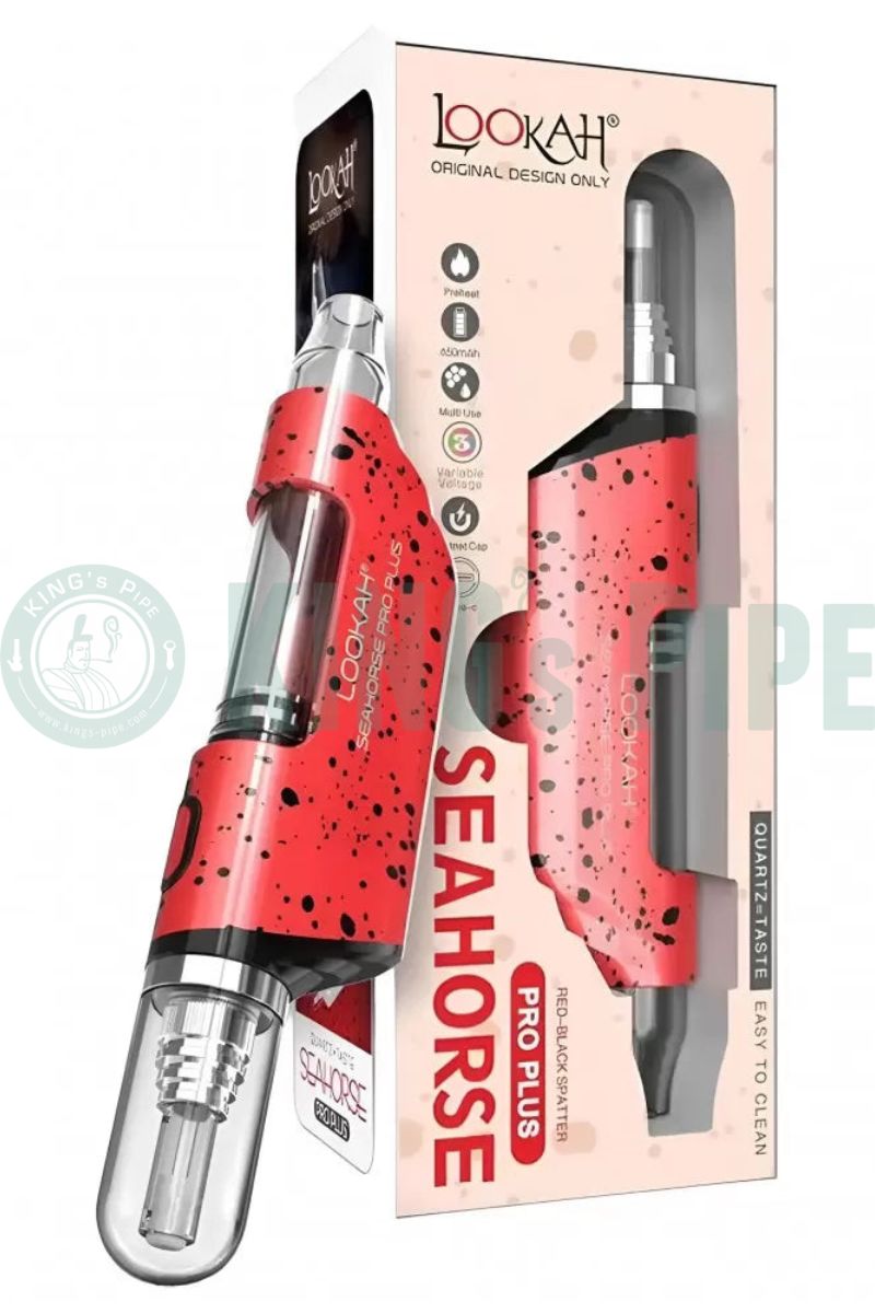 Lookah Seahorse Pro PLUS Electric Nectar Collector Vape Pen Red-Black Spatter