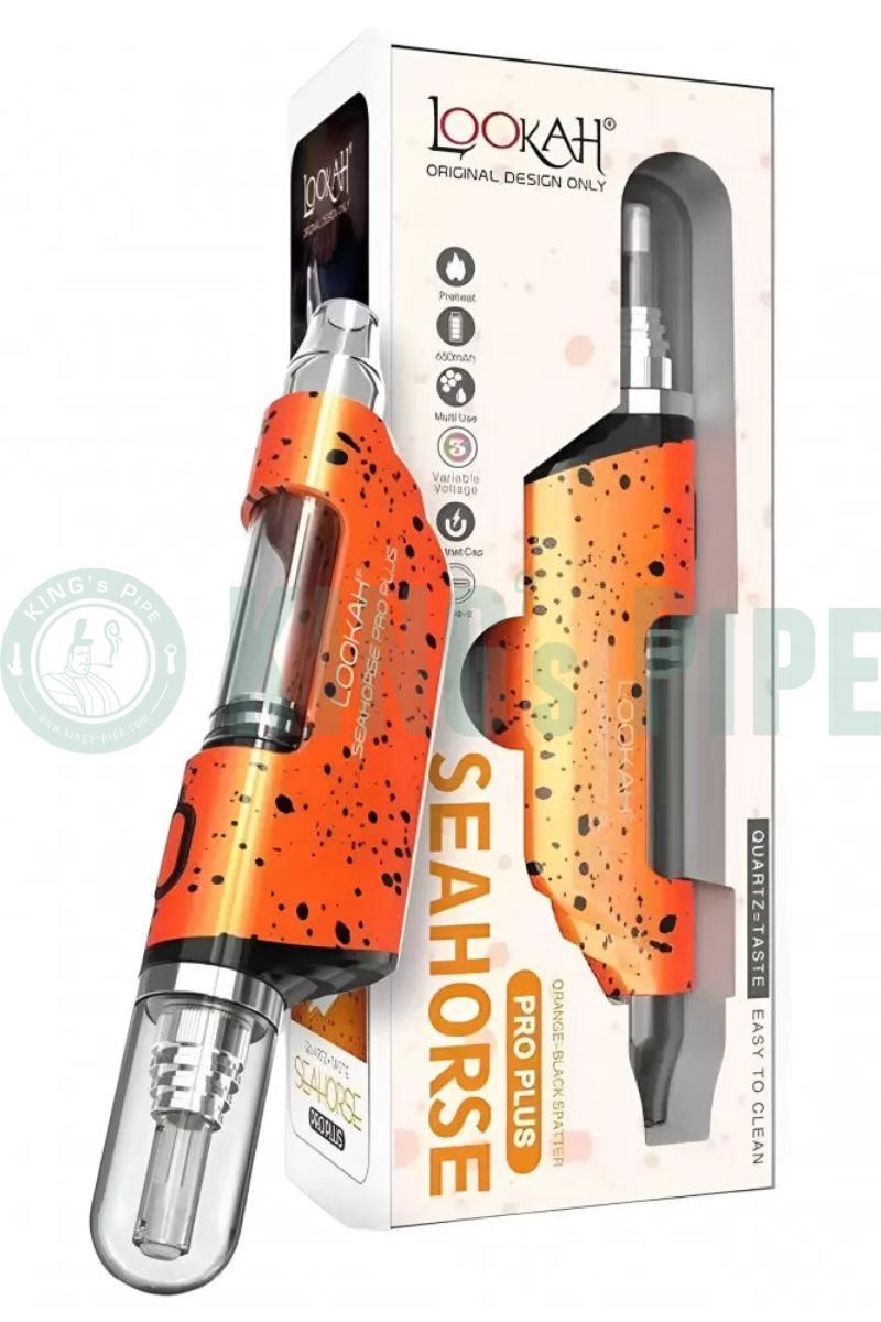 Lookah Seahorse Pro PLUS Electric Nectar Collector Vape Pen Orange-Black Spatter