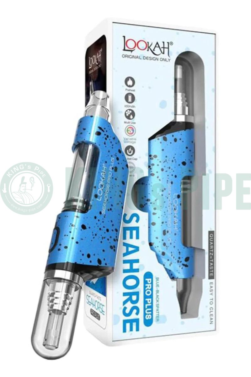 Lookah Seahorse Pro PLUS Electric Nectar Collector Vape Pen Blue-Black Spatter