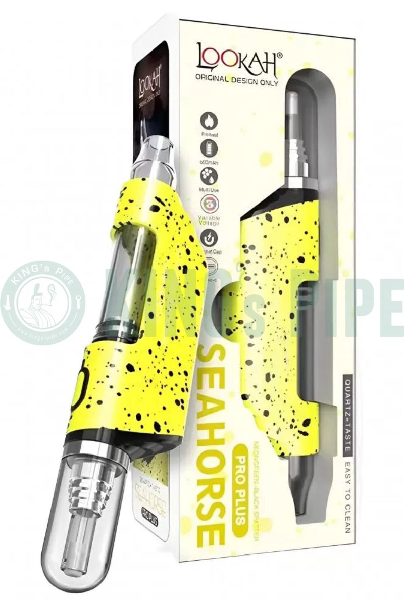 Lookah Seahorse Pro PLUS Electric Nectar Collector Vape Pen NeonGreen-Black Spatter