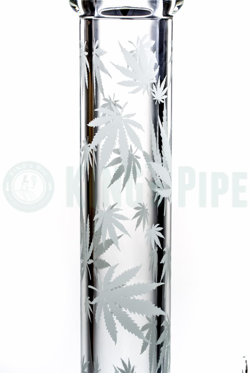 16 inch 7mm Straight Tube Bong with Sandblasted Hemp Leaves