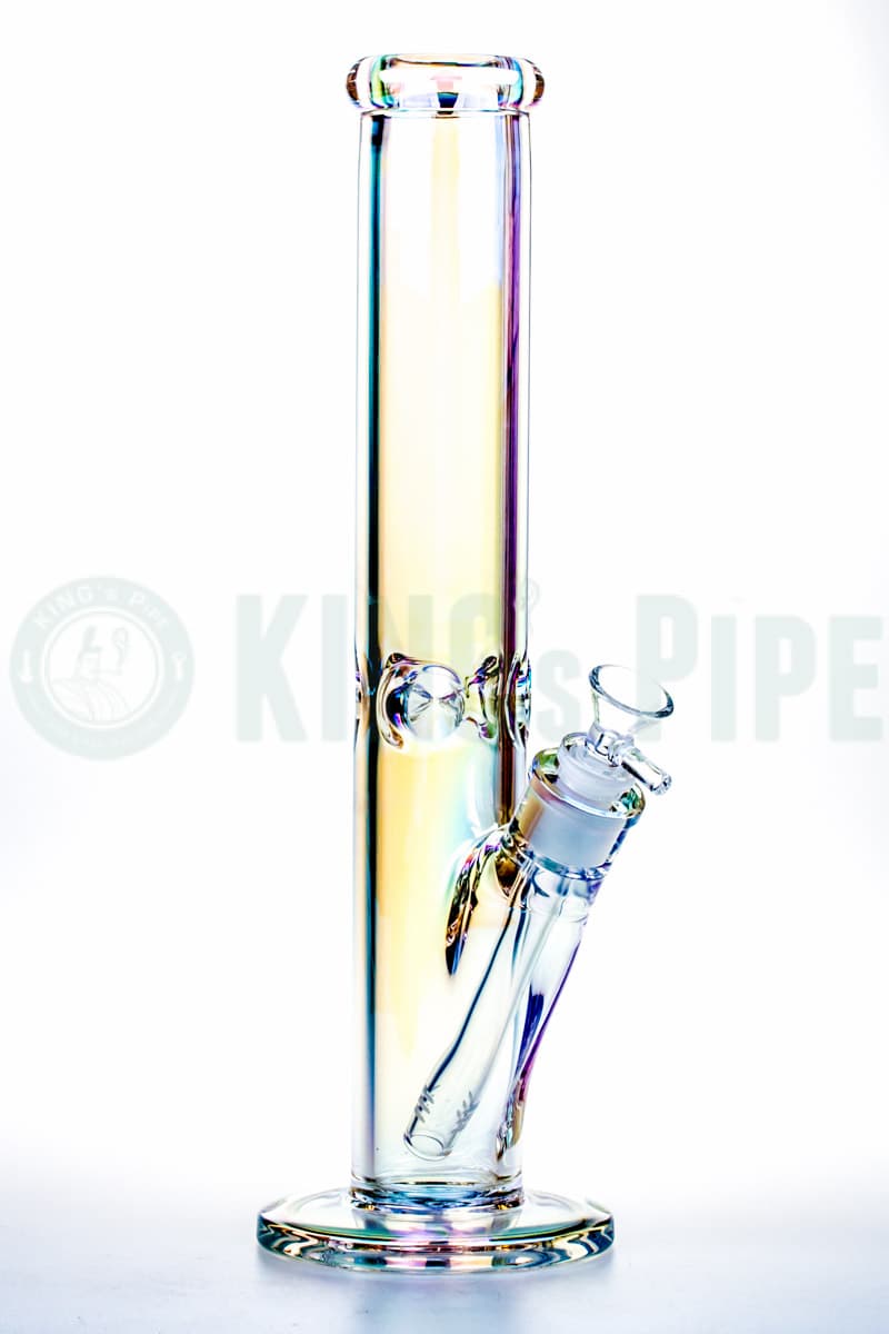 9mm Thick Glass 14 Inch Iridescent Straight Water Bong Iridescent Rainbow