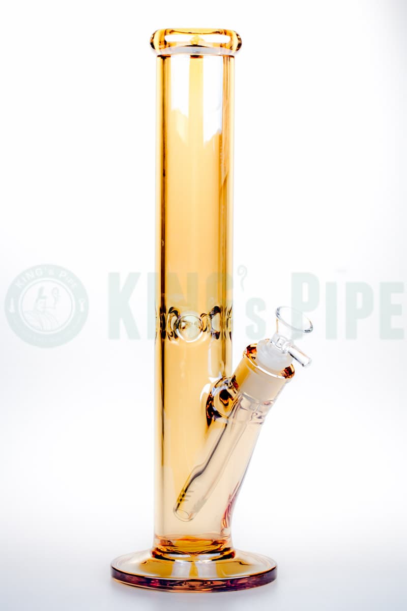 9mm Thick Glass 14 Inch Iridescent Straight Water Bong Iridescent Gold