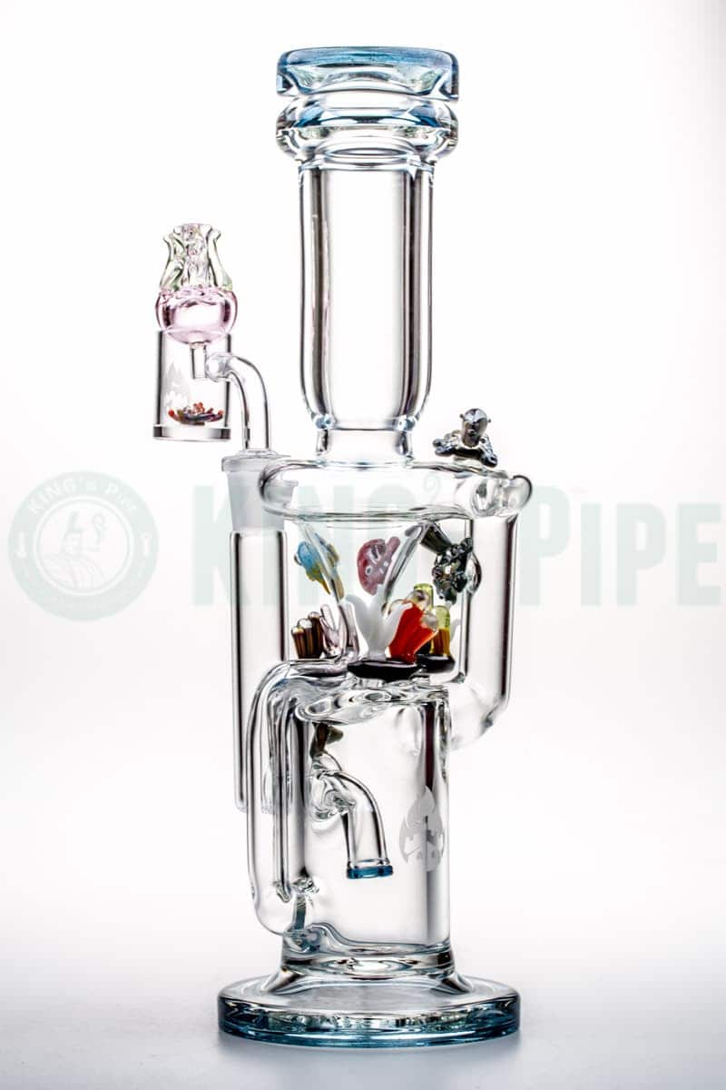 7 Inch Recycler Premium Smoking Glass Water Pipe Bubbler Bong (Rainbow)
