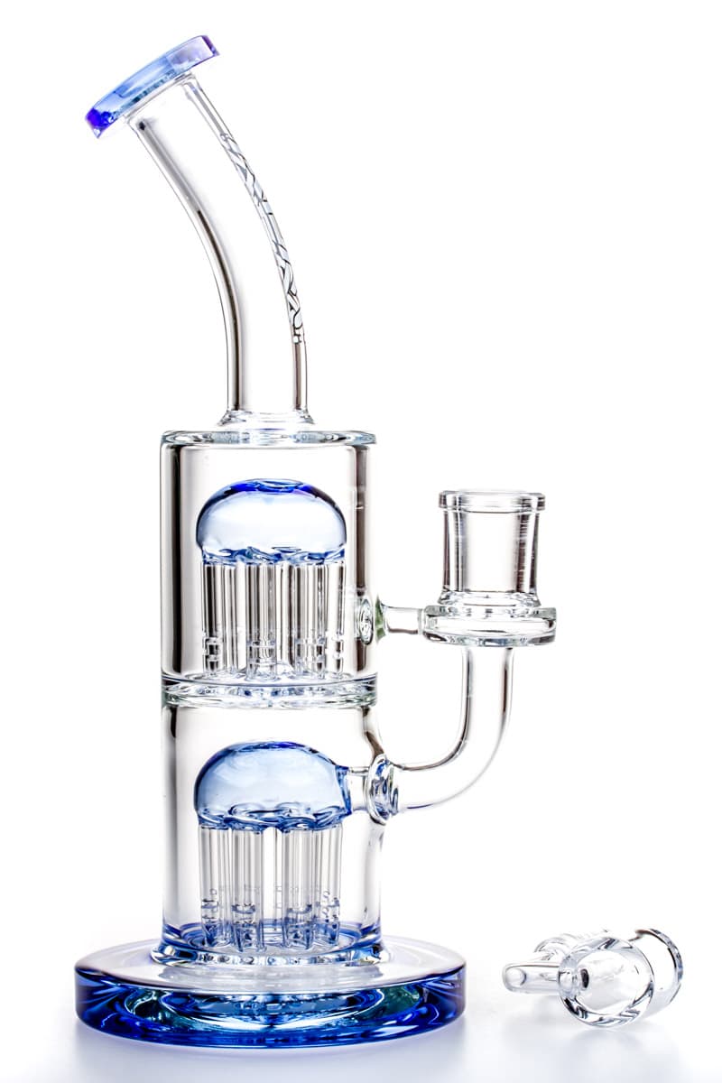 AFM Glass - Double Tree Perc Dab Rig Blue