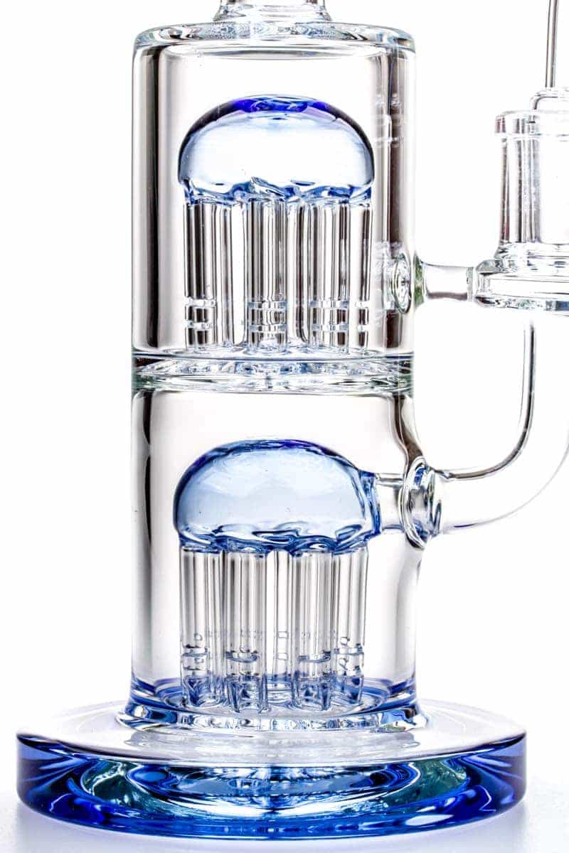 AFM Glass - Double Tree Perc Dab Rig Blue