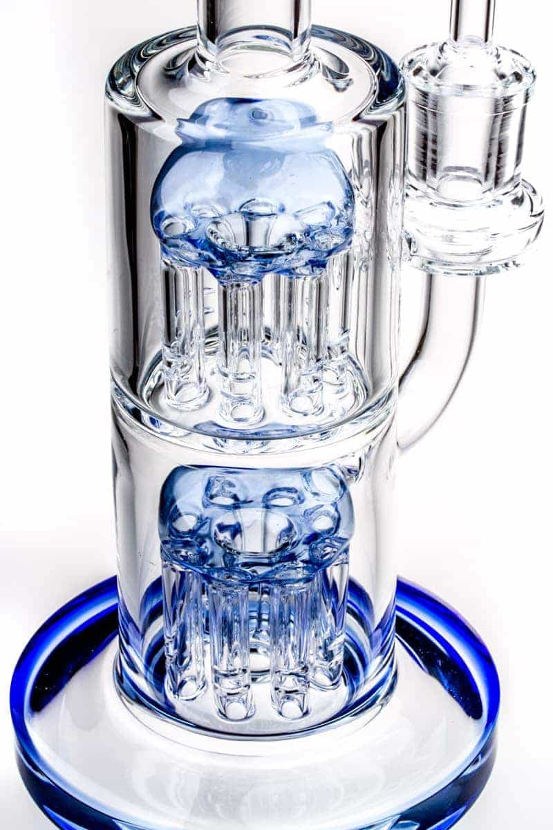 AFM Glass - Double Tree Perc Dab Rig Blue