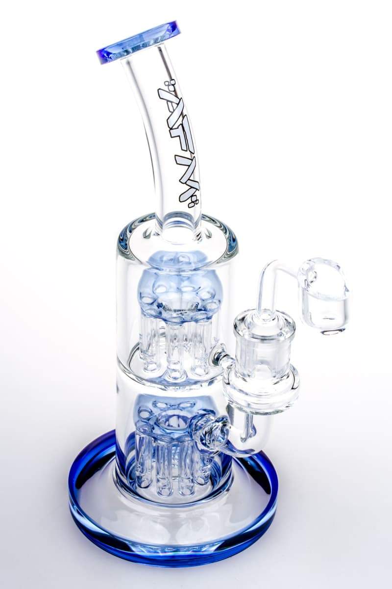 AFM Glass - Double Tree Perc Dab Rig Blue