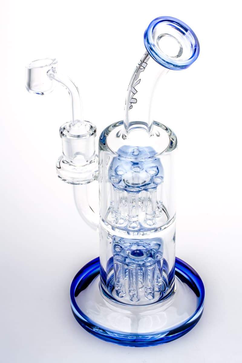 AFM Glass - Double Tree Perc Dab Rig Blue