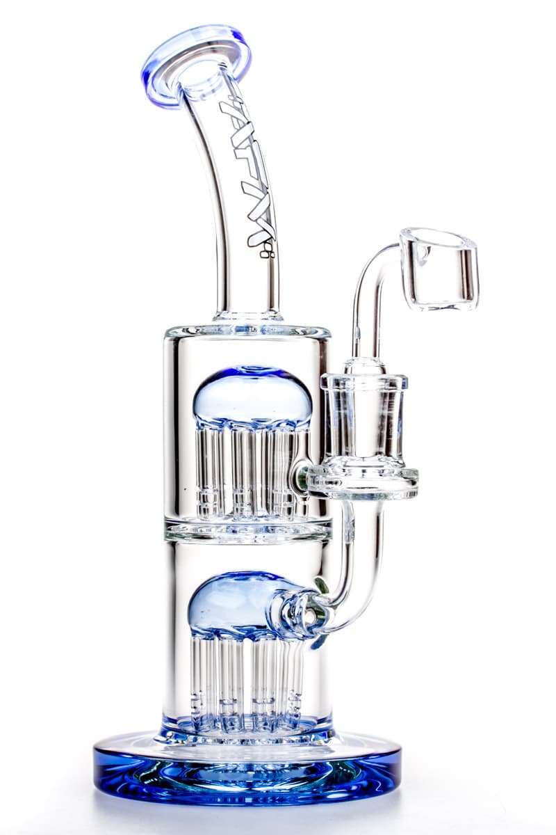 AFM Glass - Double Tree Perc Dab Rig Blue