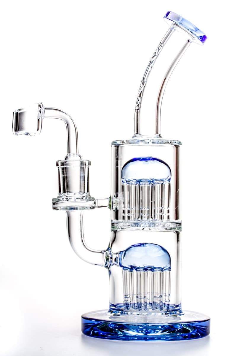 AFM Glass - Double Tree Perc Dab Rig Blue