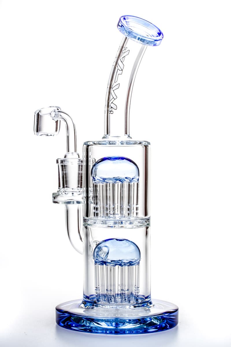 AFM Glass - Double Tree Perc Dab Rig Blue