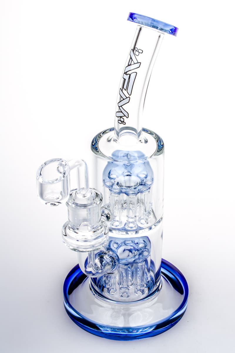 AFM Glass - Double Tree Perc Dab Rig Blue