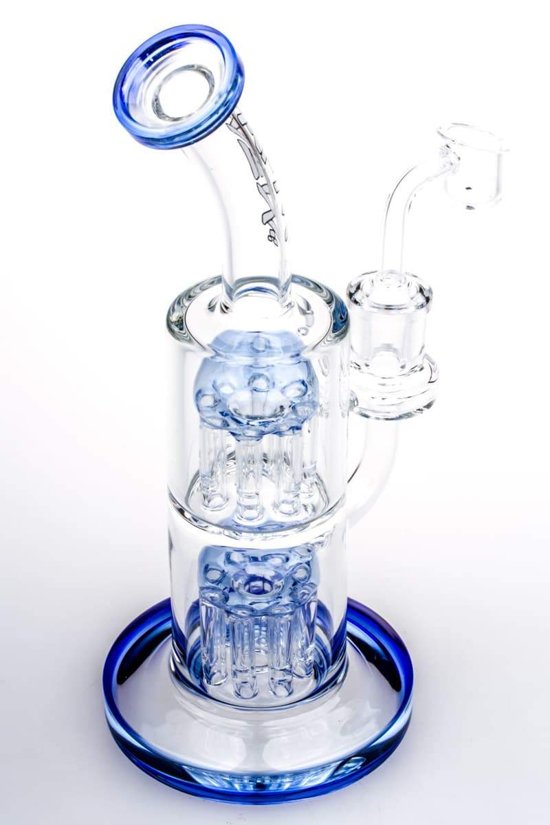 AFM Glass - Double Tree Perc Dab Rig Blue