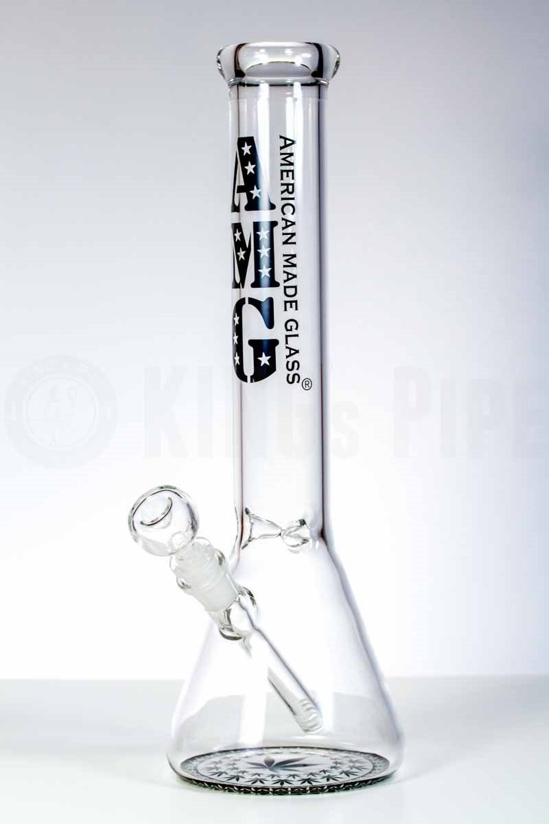 AMG - 15&#39;&#39; Black Leaves Design Beaker Bong