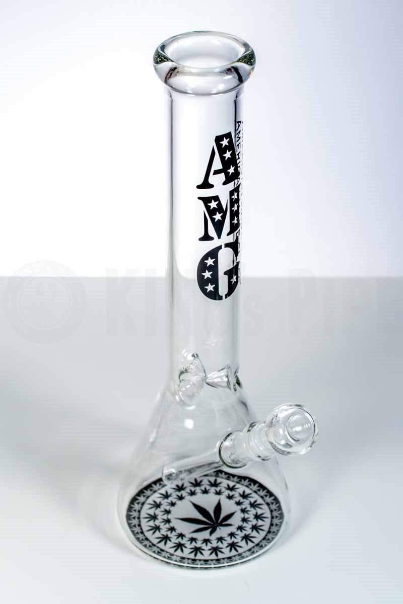 AMG - 15&#39;&#39; Black Leaves Design Beaker Bong