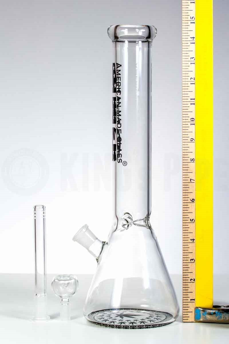 AMG - 15&#39;&#39; Black Leaves Design Beaker Bong