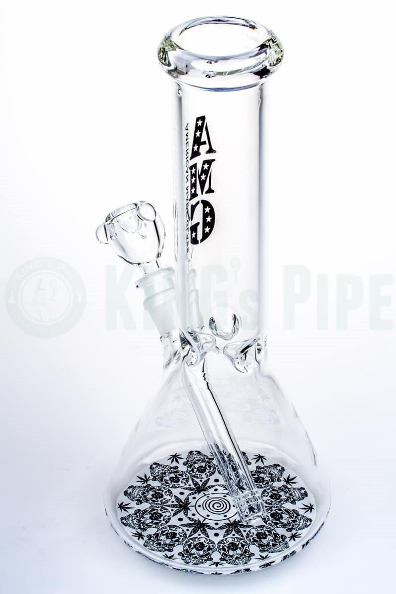 AMG Glass - 12 inch Leaf and Skull Design Beaker Bong