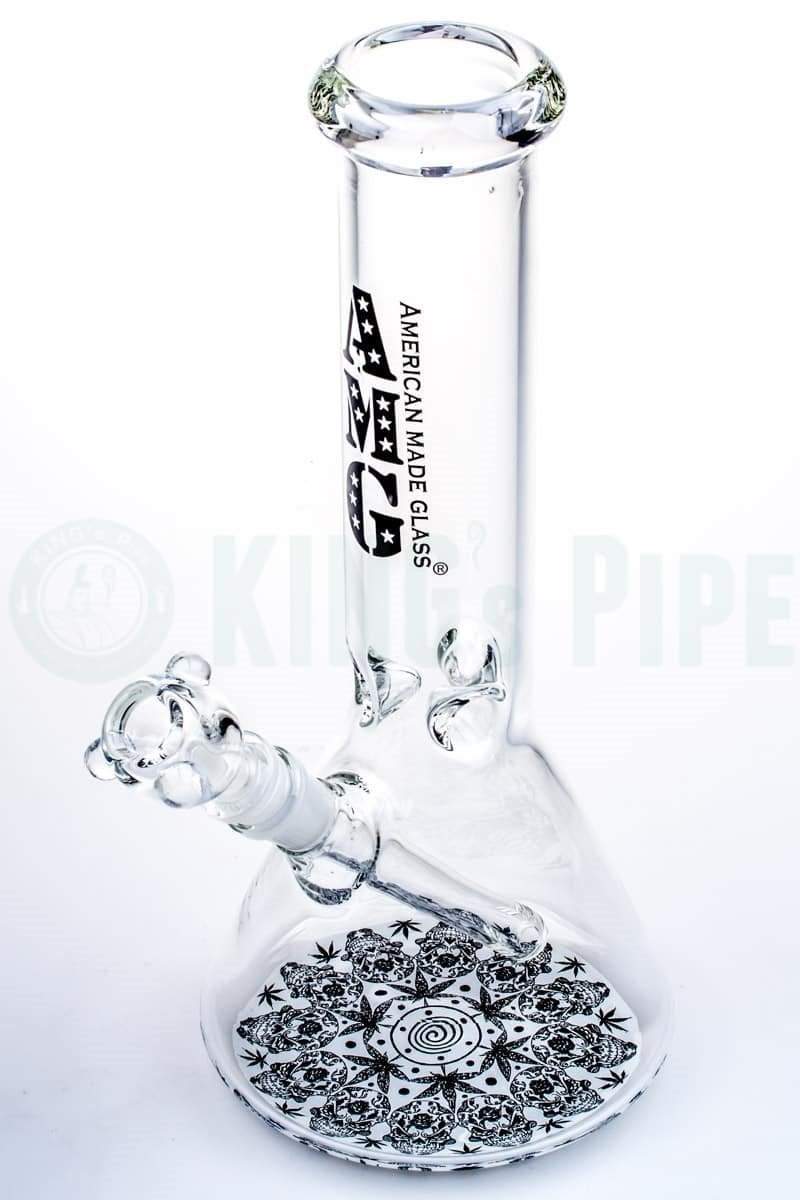 AMG Glass - 12 inch Leaf and Skull Design Beaker Bong