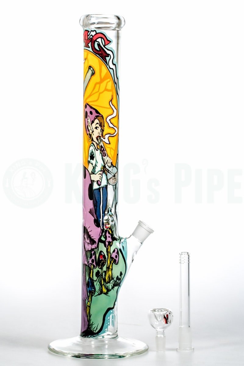 AMG Glass - 18 inch Straight Bong with Elves and Mushrooms