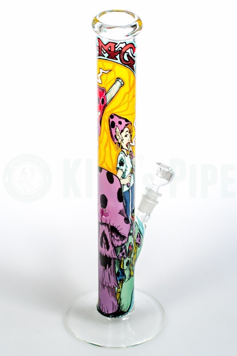 AMG Glass - 18 inch Straight Bong with Elves and Mushrooms