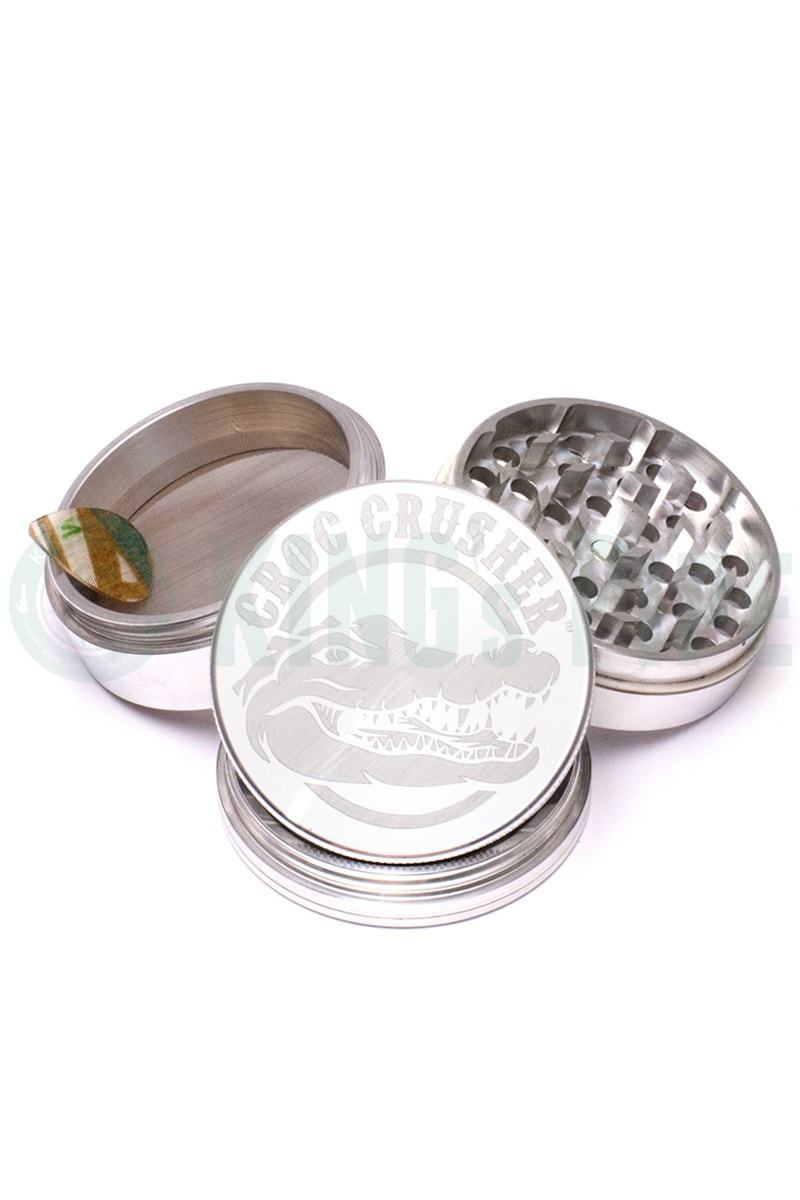 Croc Crusher - 2.5 inch 4 Piece Herb Grinder Silver