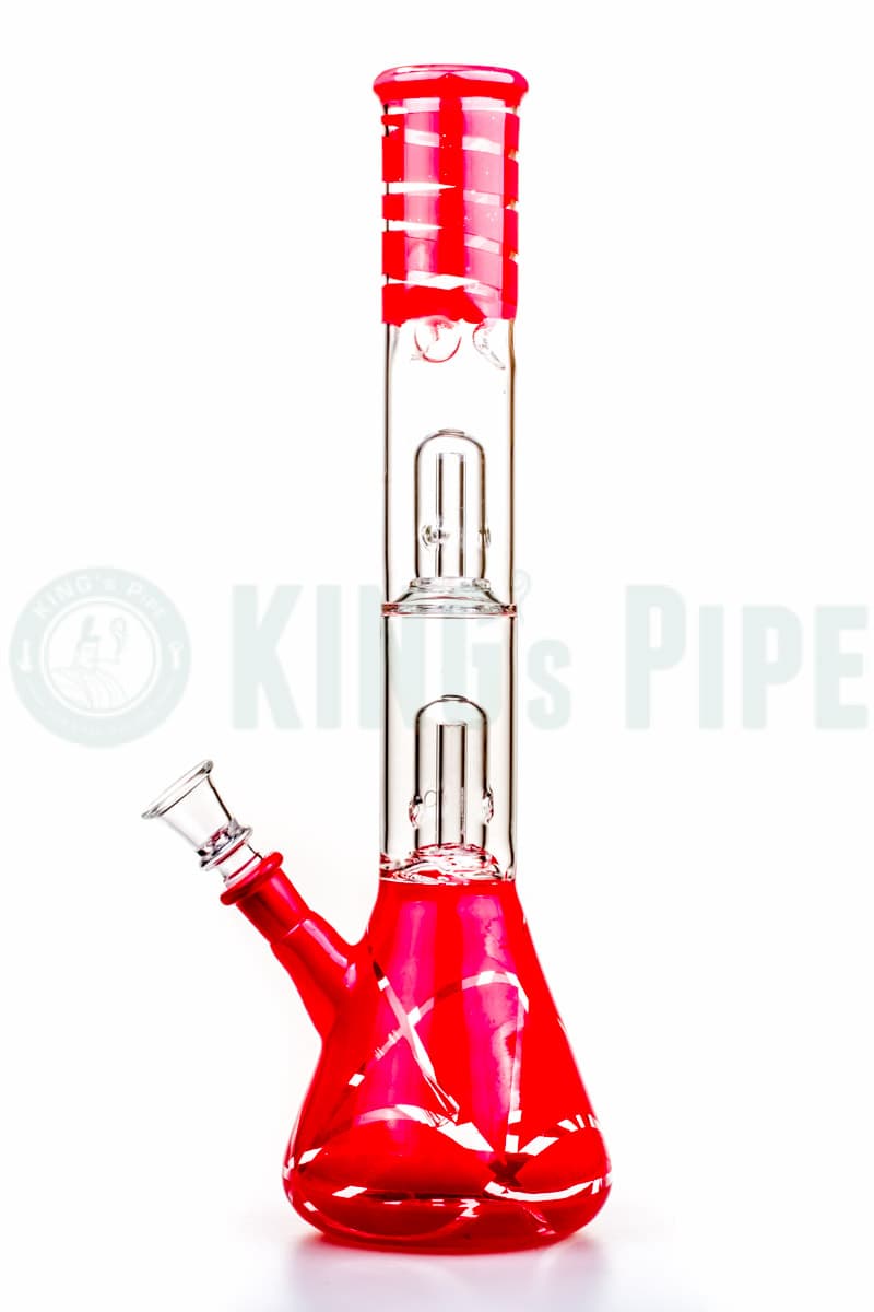 Double Dome Percolator Water Pipe Red Stripe