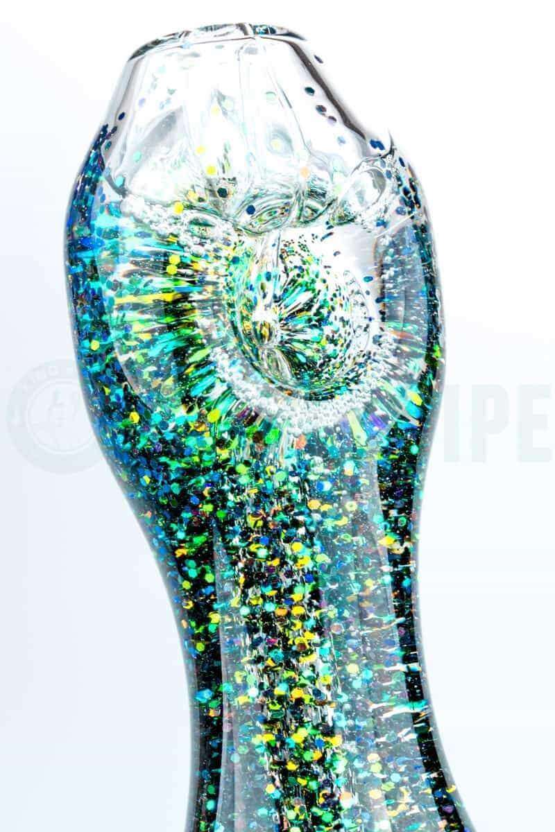 Elevator Glass - Freeze-A-Bowl Glitter Pipe in Green Gold