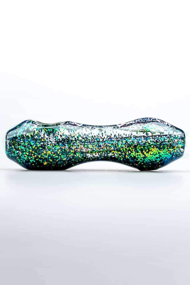 Elevator Glass - Freeze-A-Bowl Glitter Pipe in Green Gold