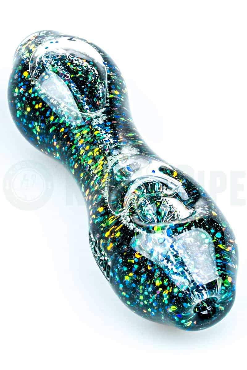 Elevator Glass - Freeze-A-Bowl Glitter Pipe in Green Gold