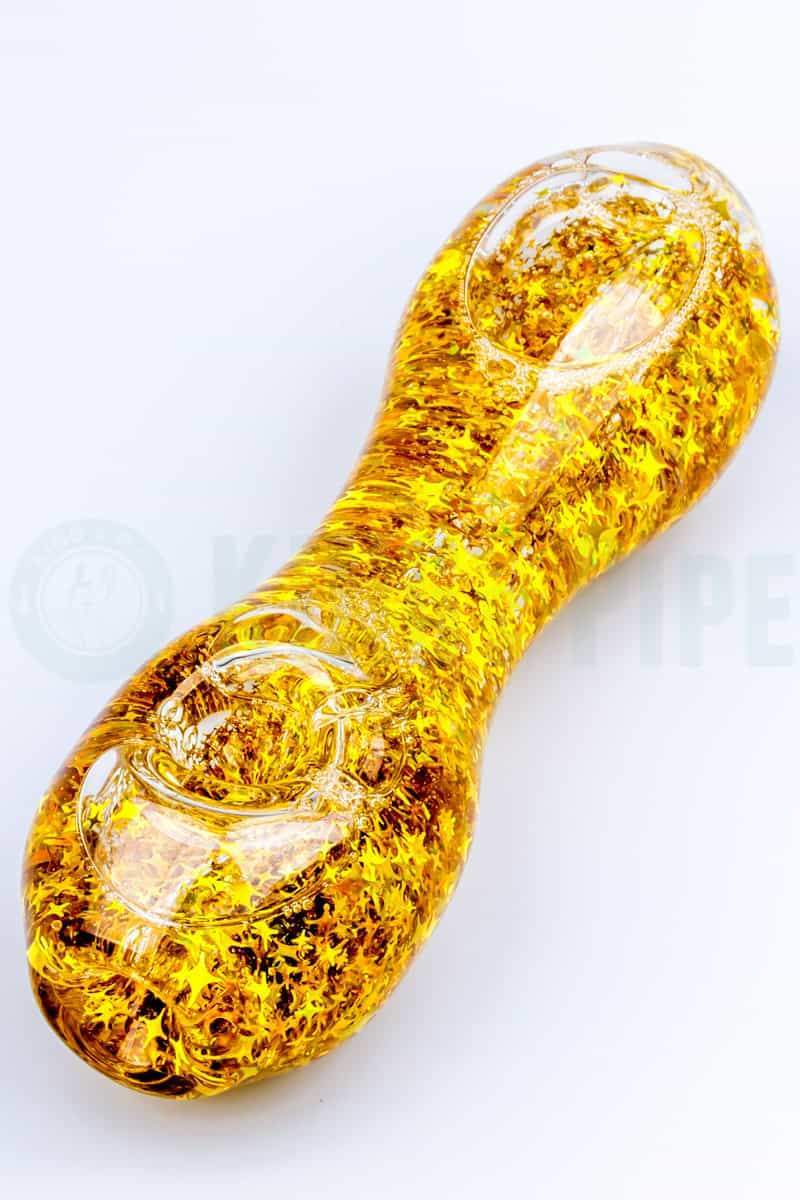 Elevator Glass - Freeze-A-Bowl Glitter Pipe in Star Gold