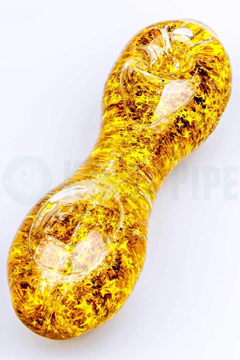 Elevator Glass - Freeze-A-Bowl Glitter Pipe in Star Gold