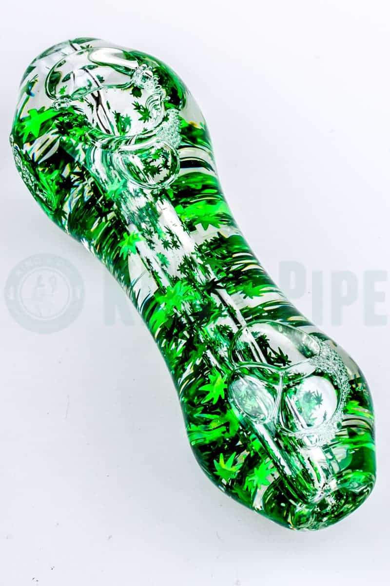 Elevator Glass - Freeze-A-Bowl Glitter Pipe with Green Leaves