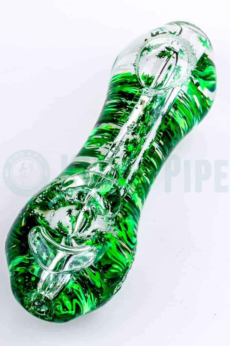 Elevator Glass - Freeze-A-Bowl Glitter Pipe with Green Leaves