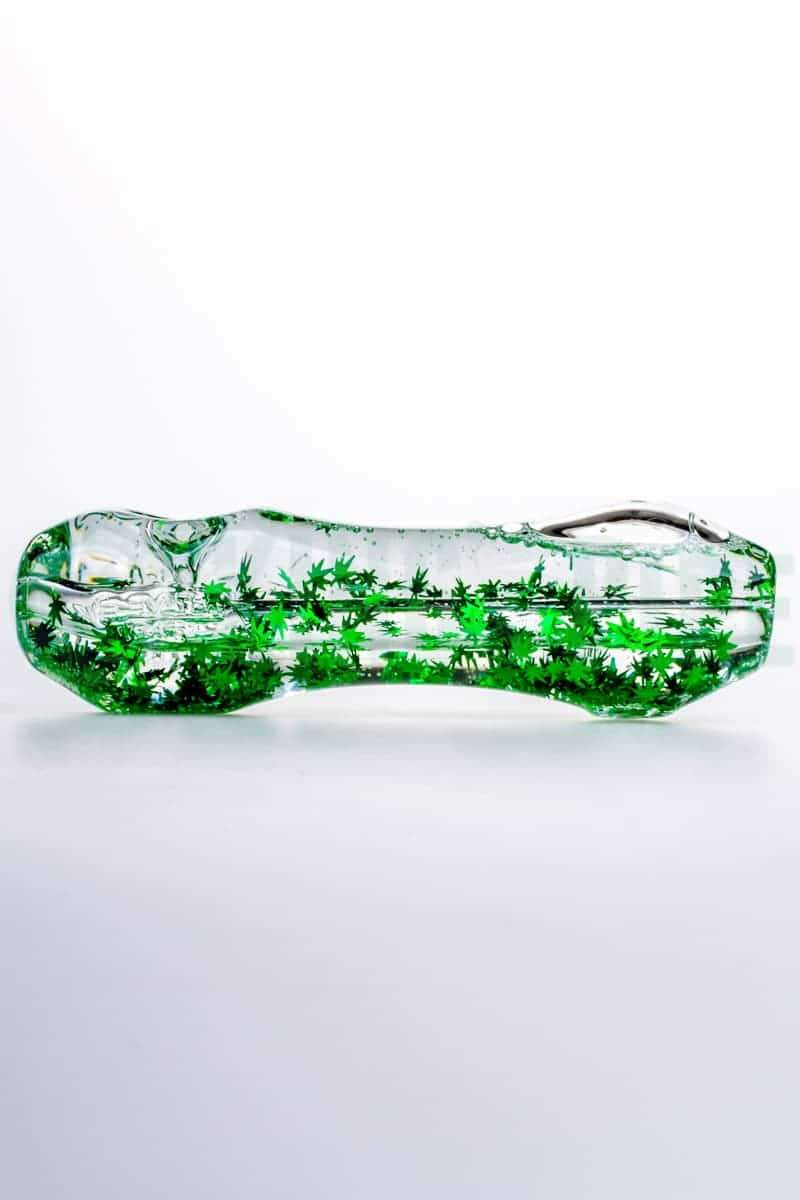 Elevator Glass - Freeze-A-Bowl Glitter Pipe with Green Leaves