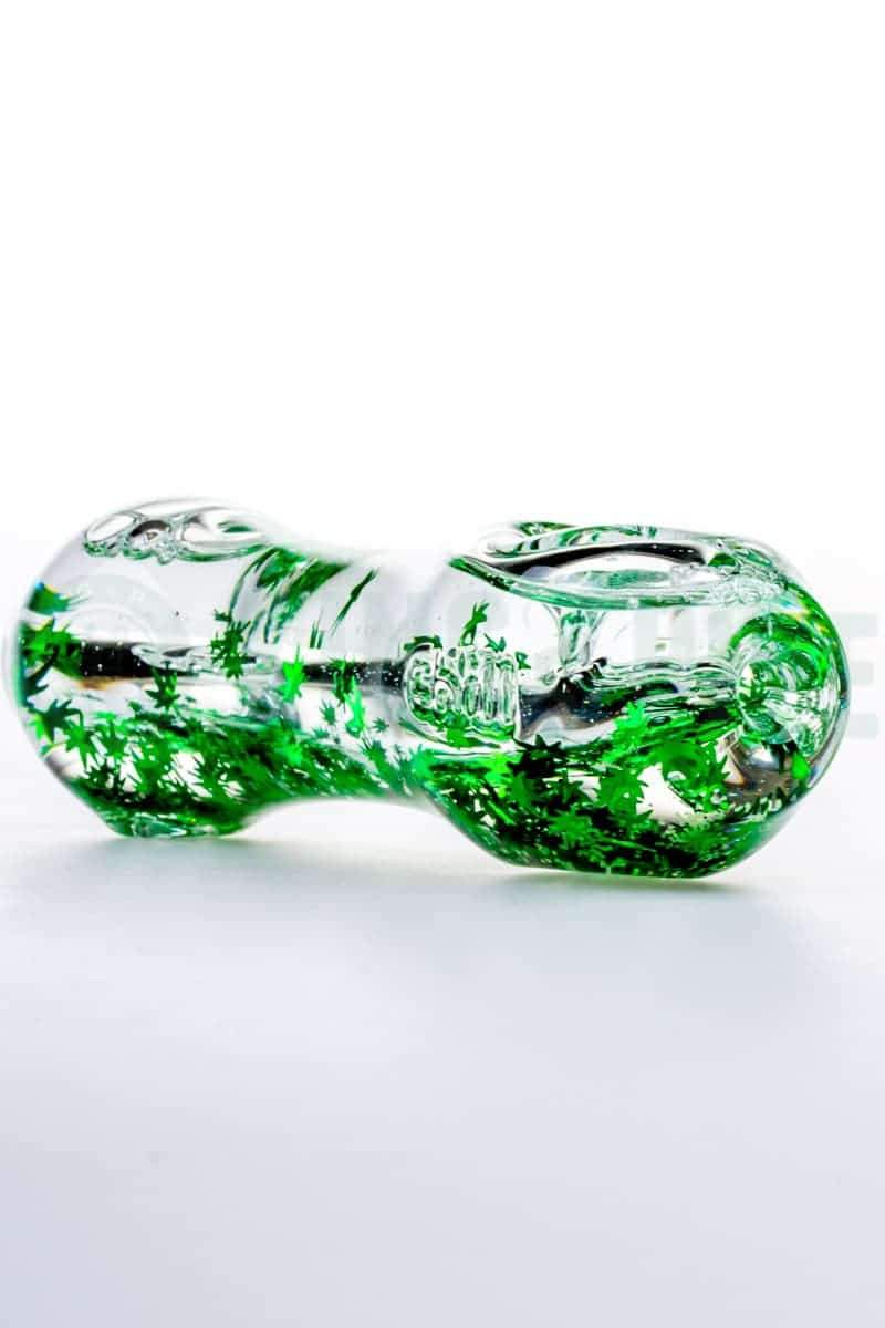 Elevator Glass - Freeze-A-Bowl Glitter Pipe with Green Leaves