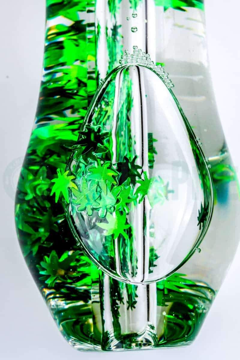 Elevator Glass - Freeze-A-Bowl Glitter Pipe with Green Leaves