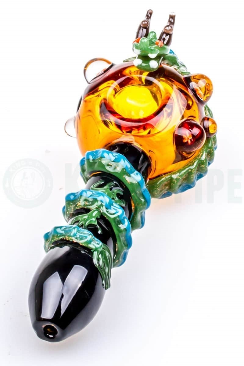 Empire Glassworks - 6&#39;&#39; Dragon Glass Spoon Pipe Green Dragon (Original)