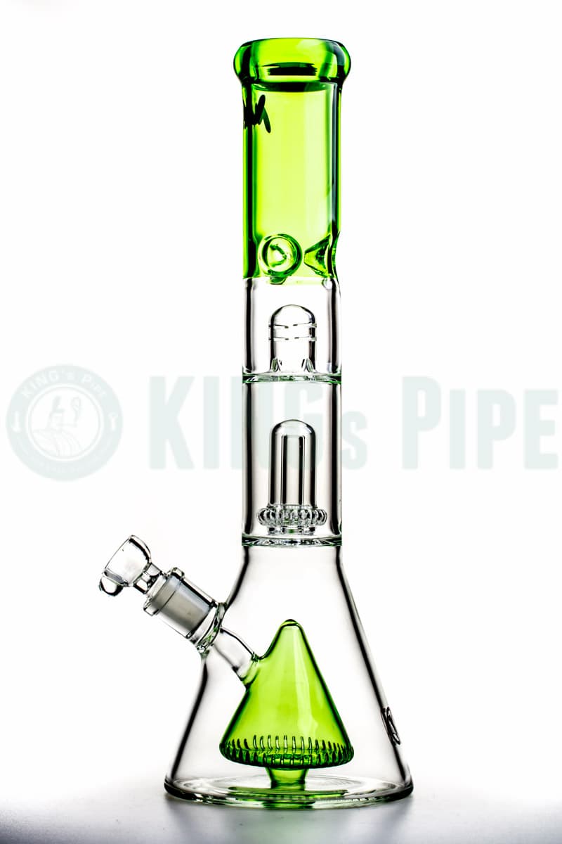 MAV Glass - 15 inch Pyramid to Single UFO Perc Beaker Bong Lime Green