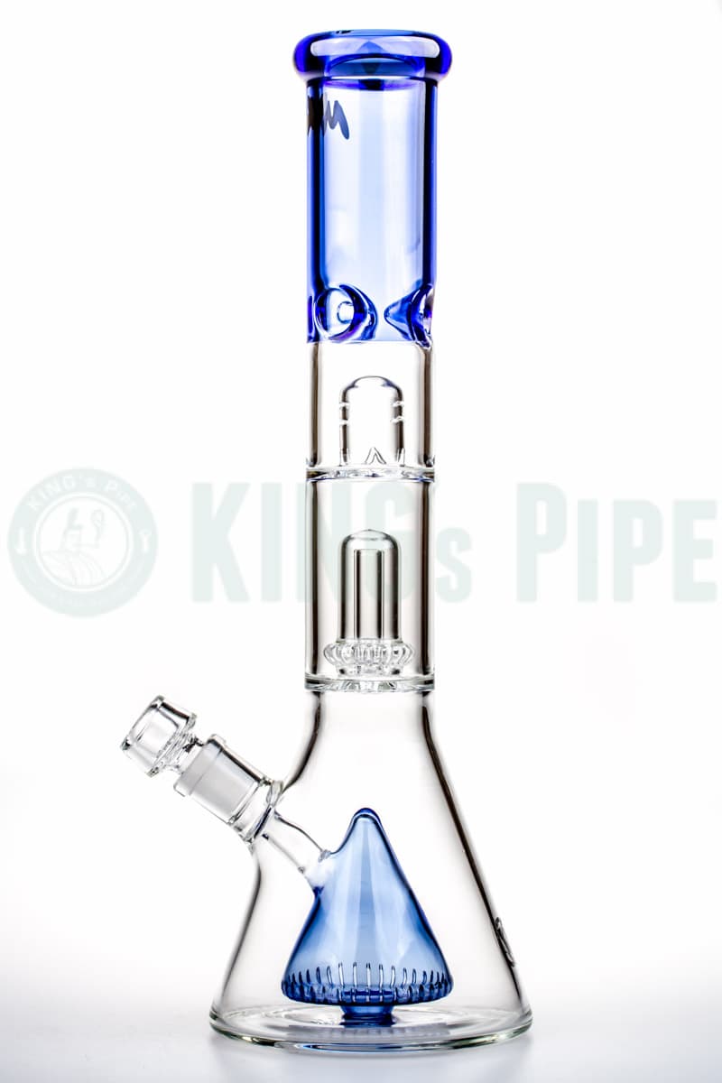 MAV Glass - 15 inch Pyramid to Single UFO Perc Beaker Bong Blue