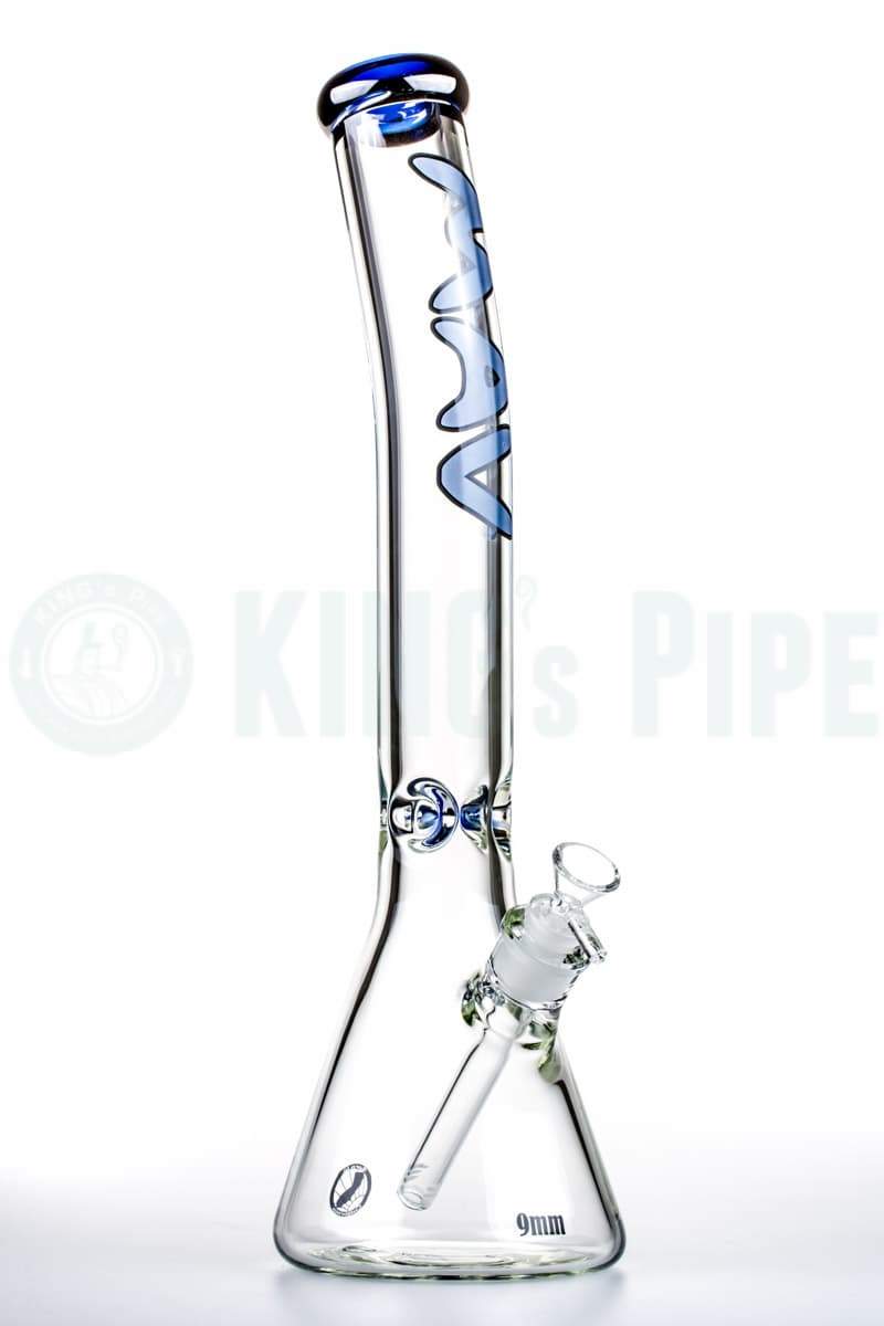 MAV Glass - 18 inch 9mm Bent Neck Beaker Bong Blue