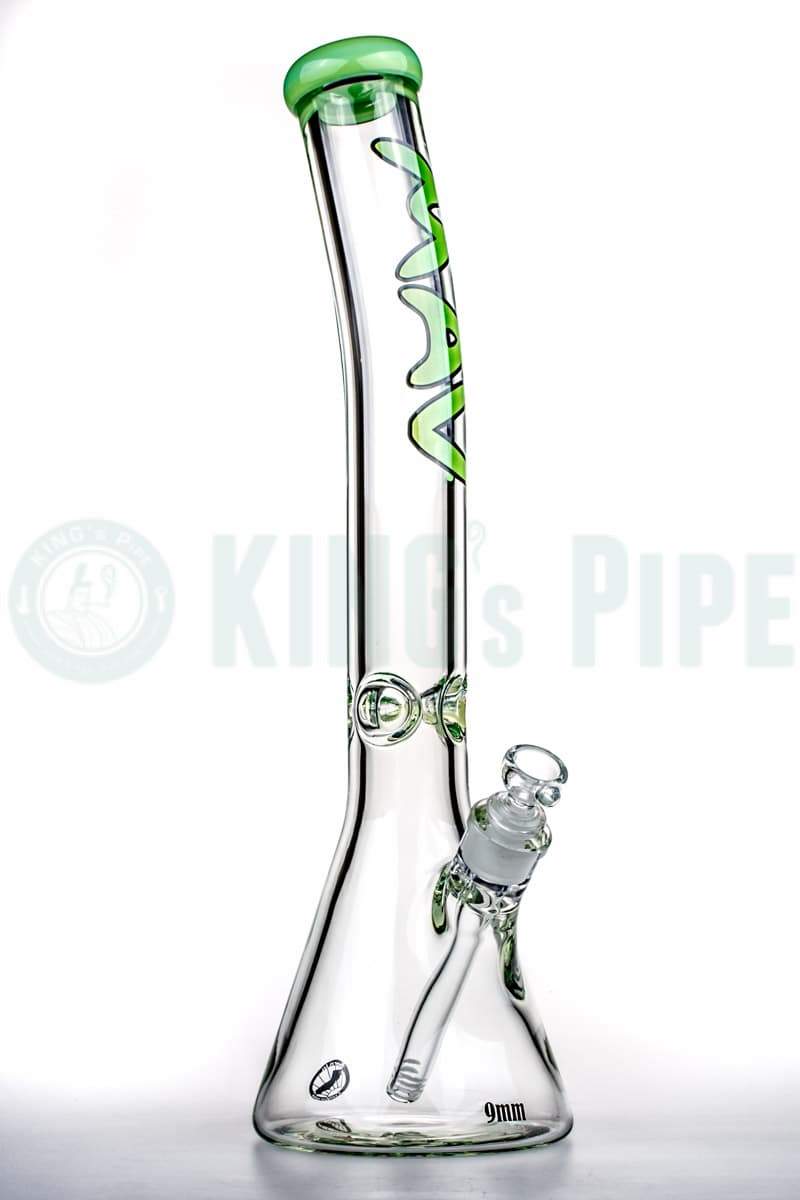 MAV Glass - 18 inch 9mm Bent Neck Beaker Bong Green