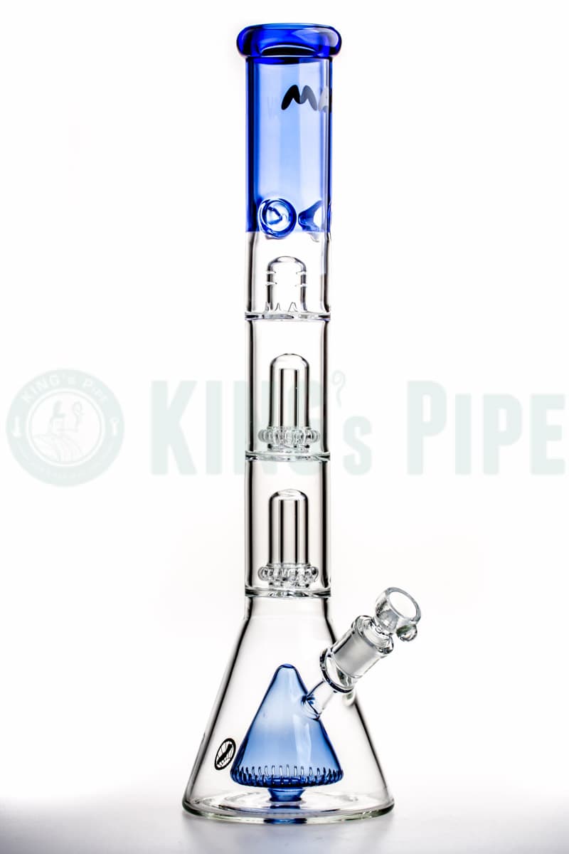 MAV Glass - 18 Inch Pyramid to Double UFO Beaker Bong Blue