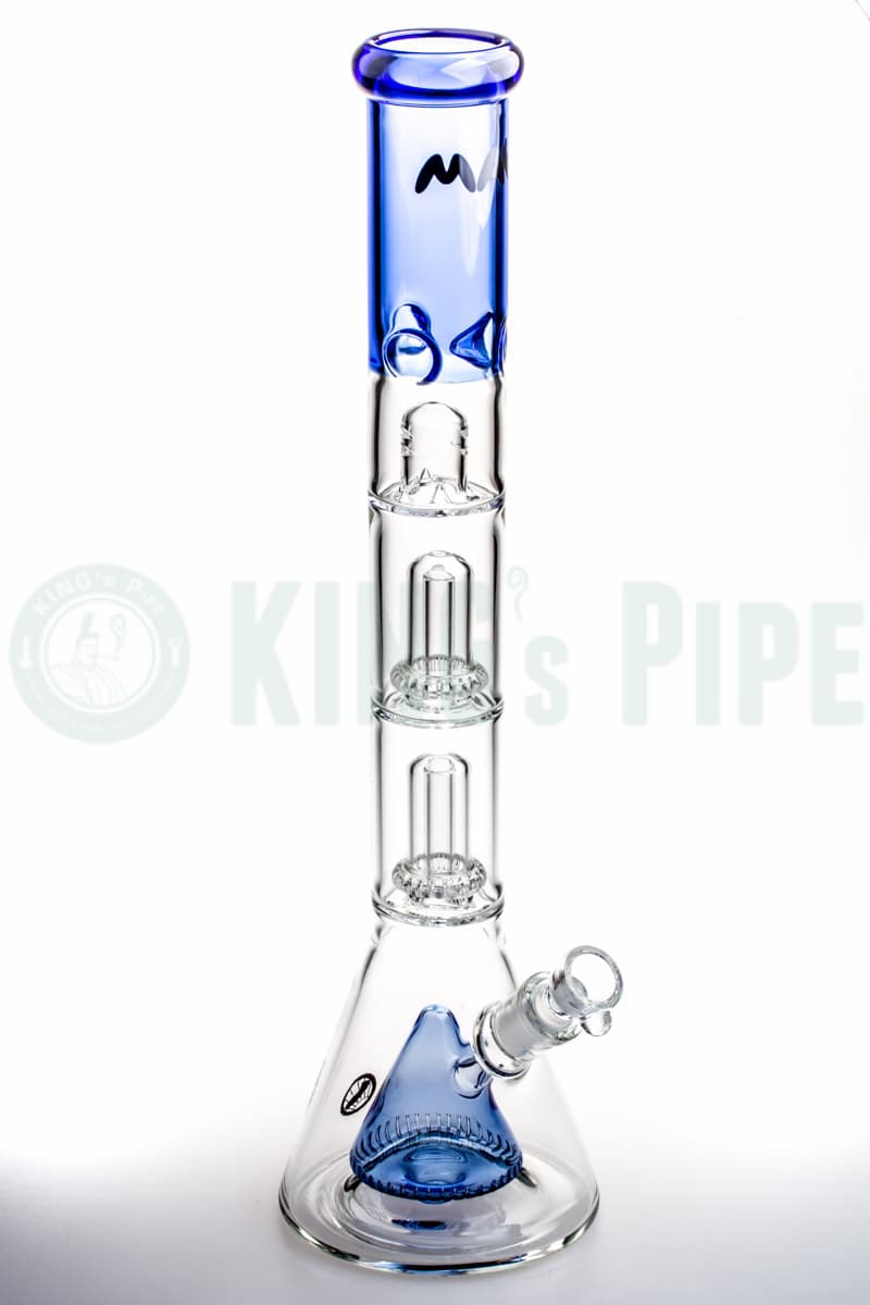 MAV Glass - 18 Inch Pyramid to Double UFO Beaker Bong Blue