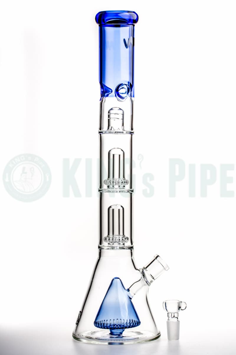 MAV Glass - 18 Inch Pyramid to Double UFO Beaker Bong Blue