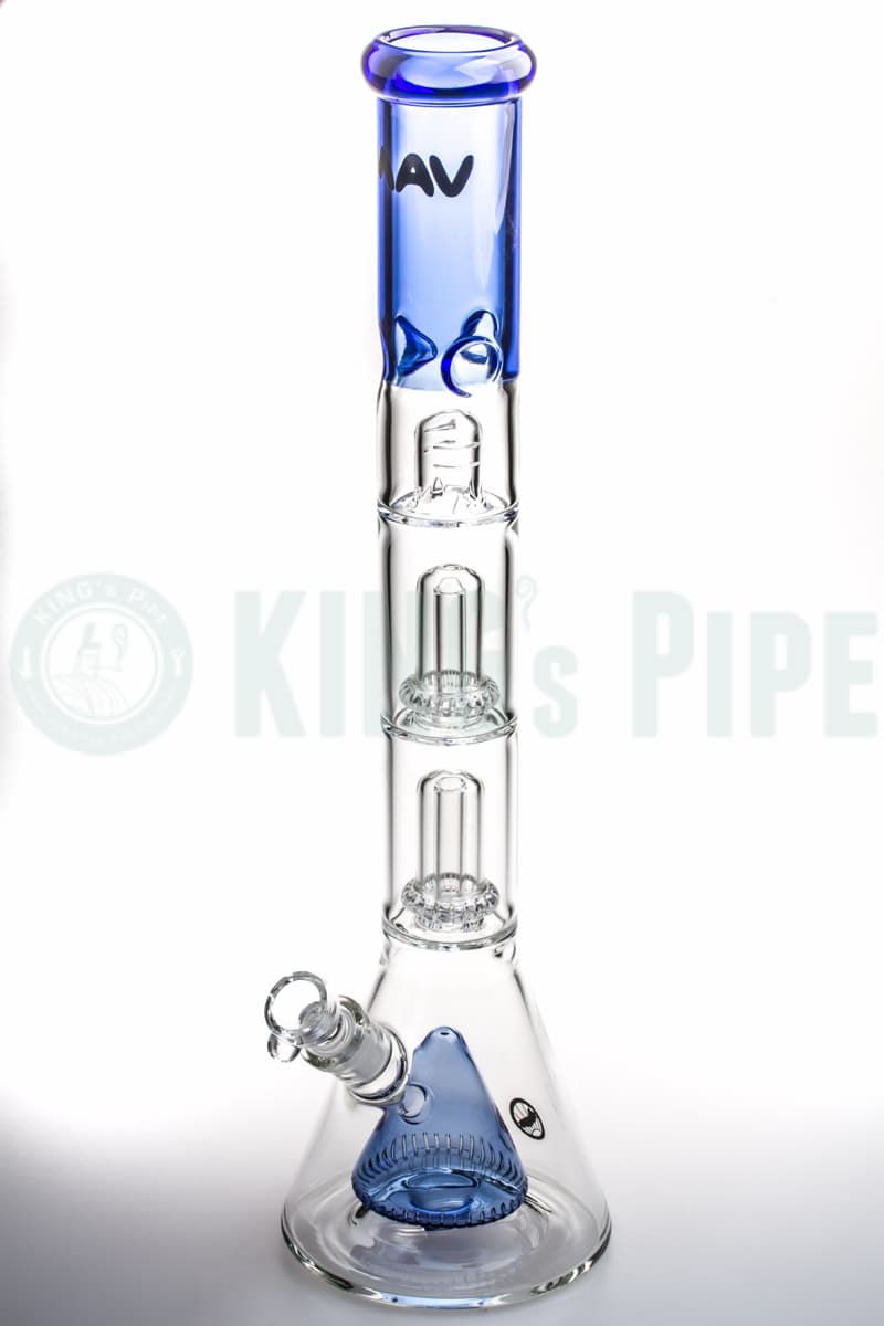 MAV Glass - 18 Inch Pyramid to Double UFO Beaker Bong Blue