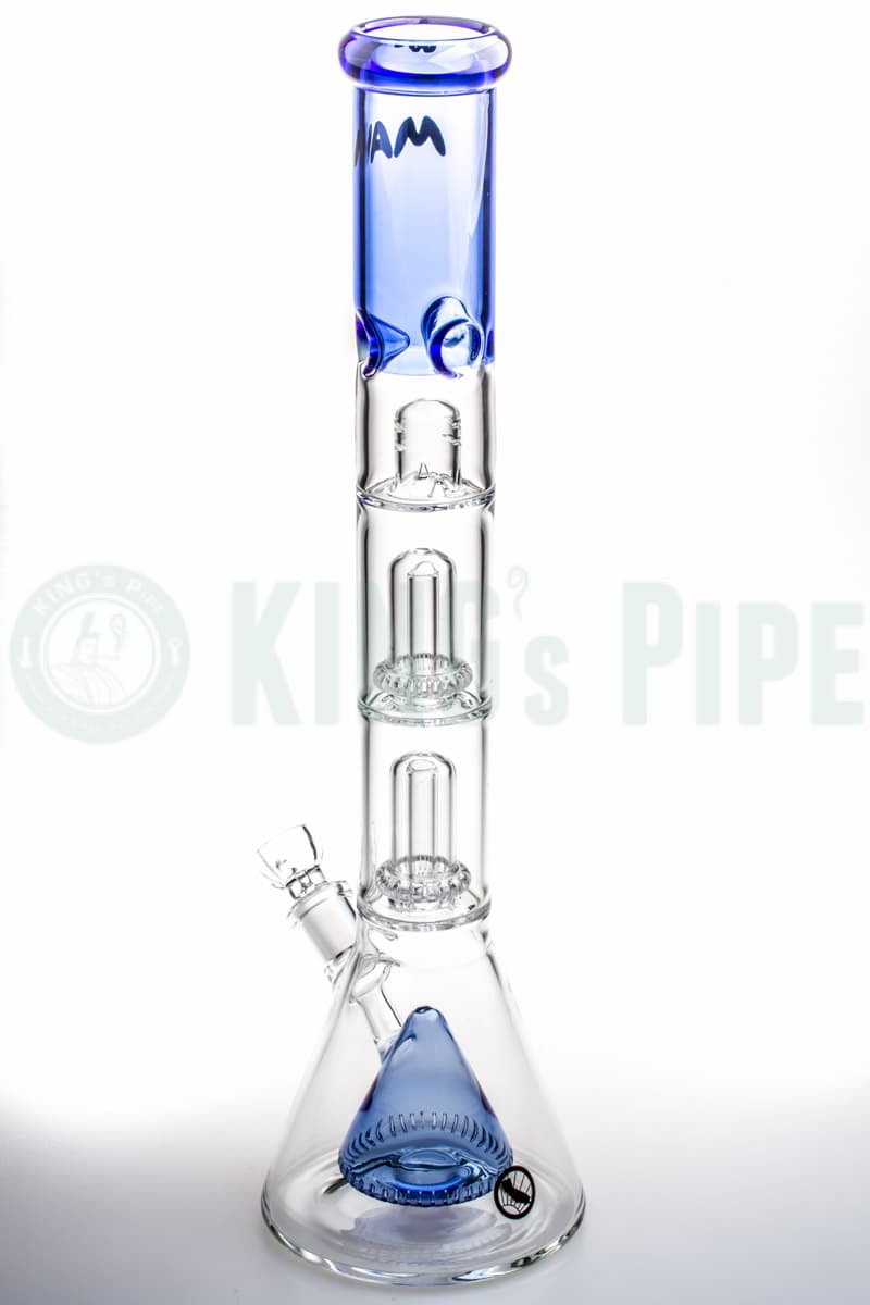 MAV Glass - 18 Inch Pyramid to Double UFO Beaker Bong Blue